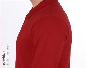 پولوشرت آستین بلند قرمز(گلی) PCT014